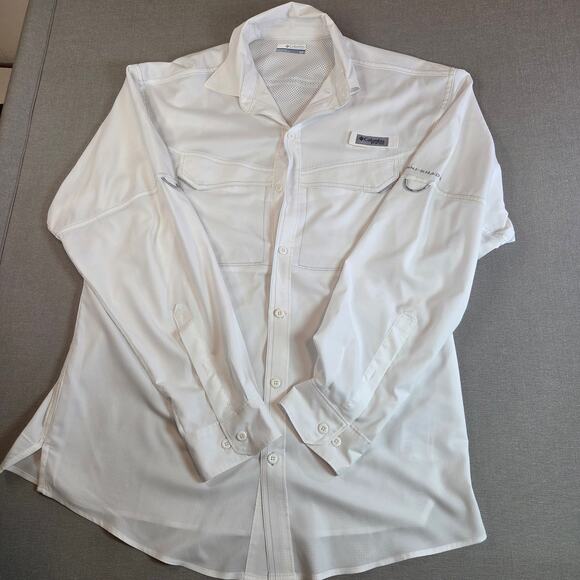 Columbia PFG Omni-Shade Fishing Shirt White Long Sleeve Men’s S Vented - Picture 1 of 15